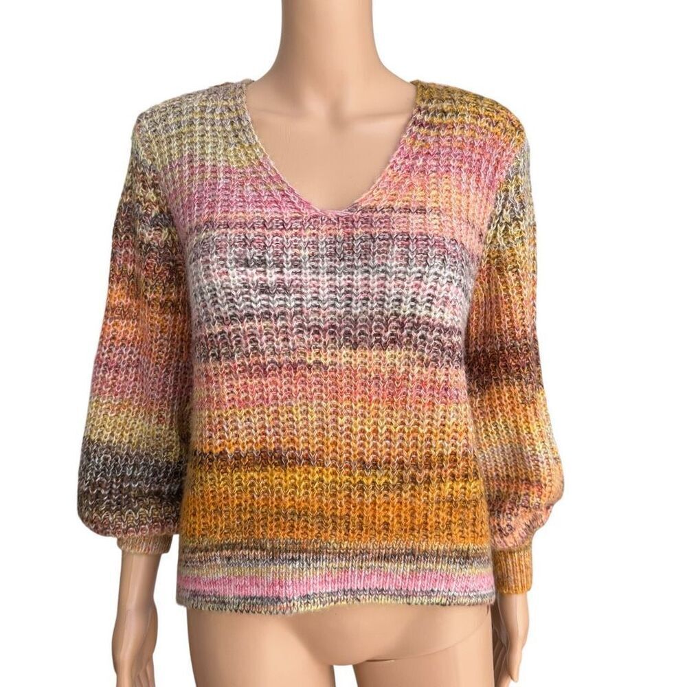 Lou & Grey for Loft Ombre Multicolor V Neck Knit Sweater size XS
